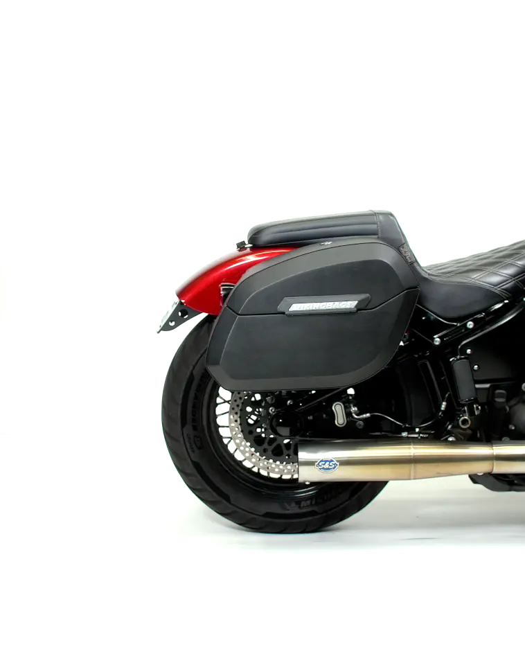 32L - Darkin Large Quick Mount Leather Wrapped Hard Saddlebags for Harley Softail Slim FLSL - Image 10