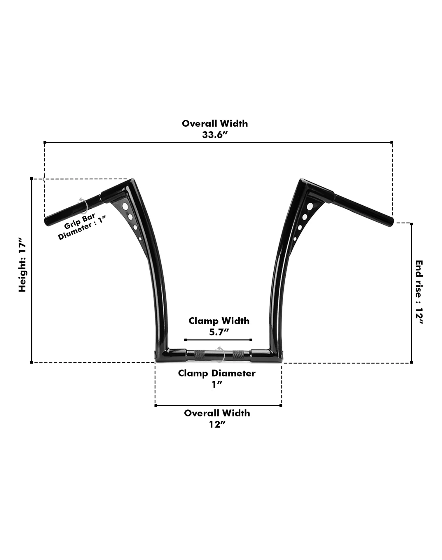Viking Iron Born 12" Handlebar For Harley Sportster 1200 Low XL1200L Gloss Black - Image 3