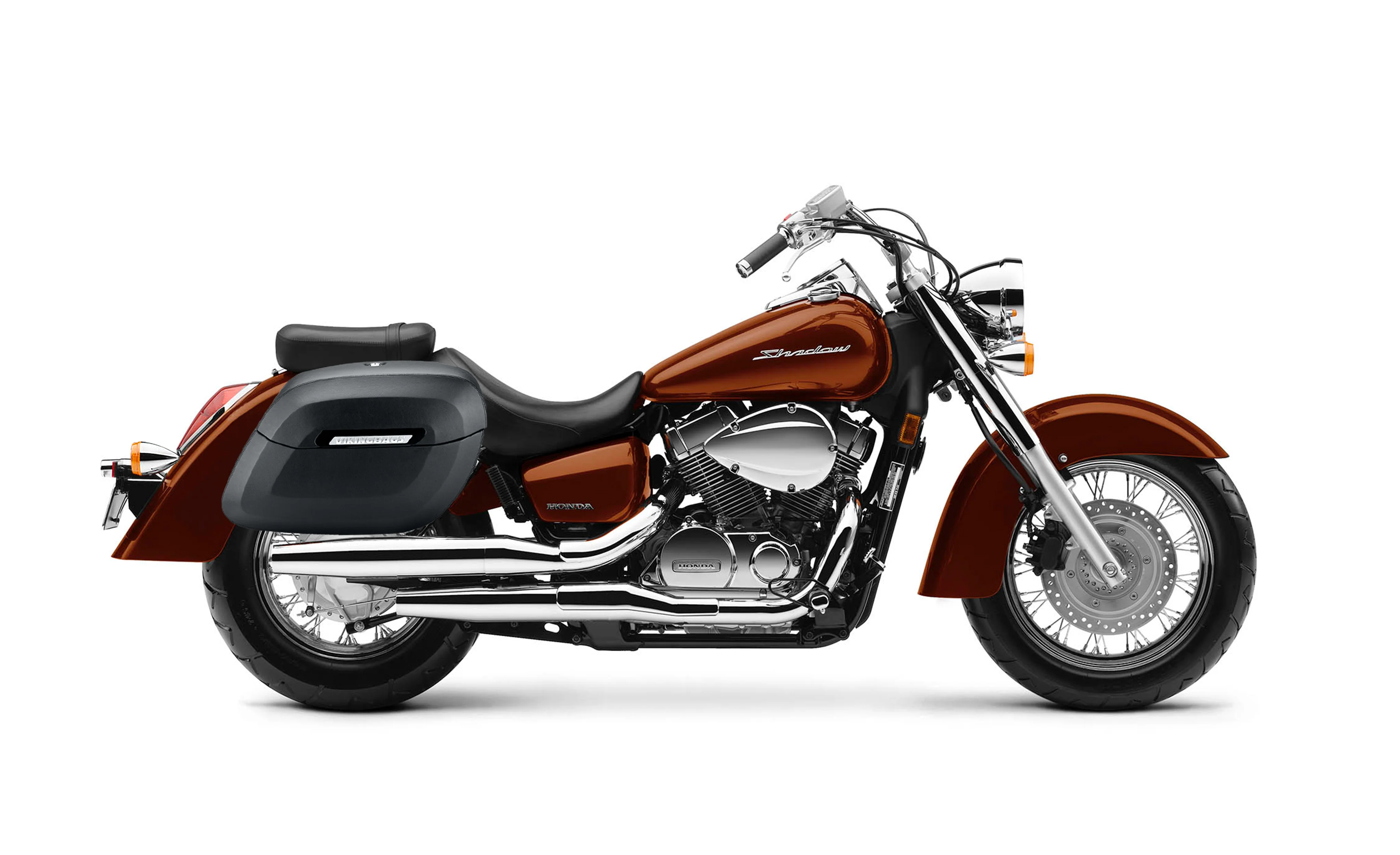 36L - Lamellar Raven Extra Large Honda Shadow 1100 Aero Shock Cut-out Leather Covered Motorcycle Hard Saddlebags - Image 2