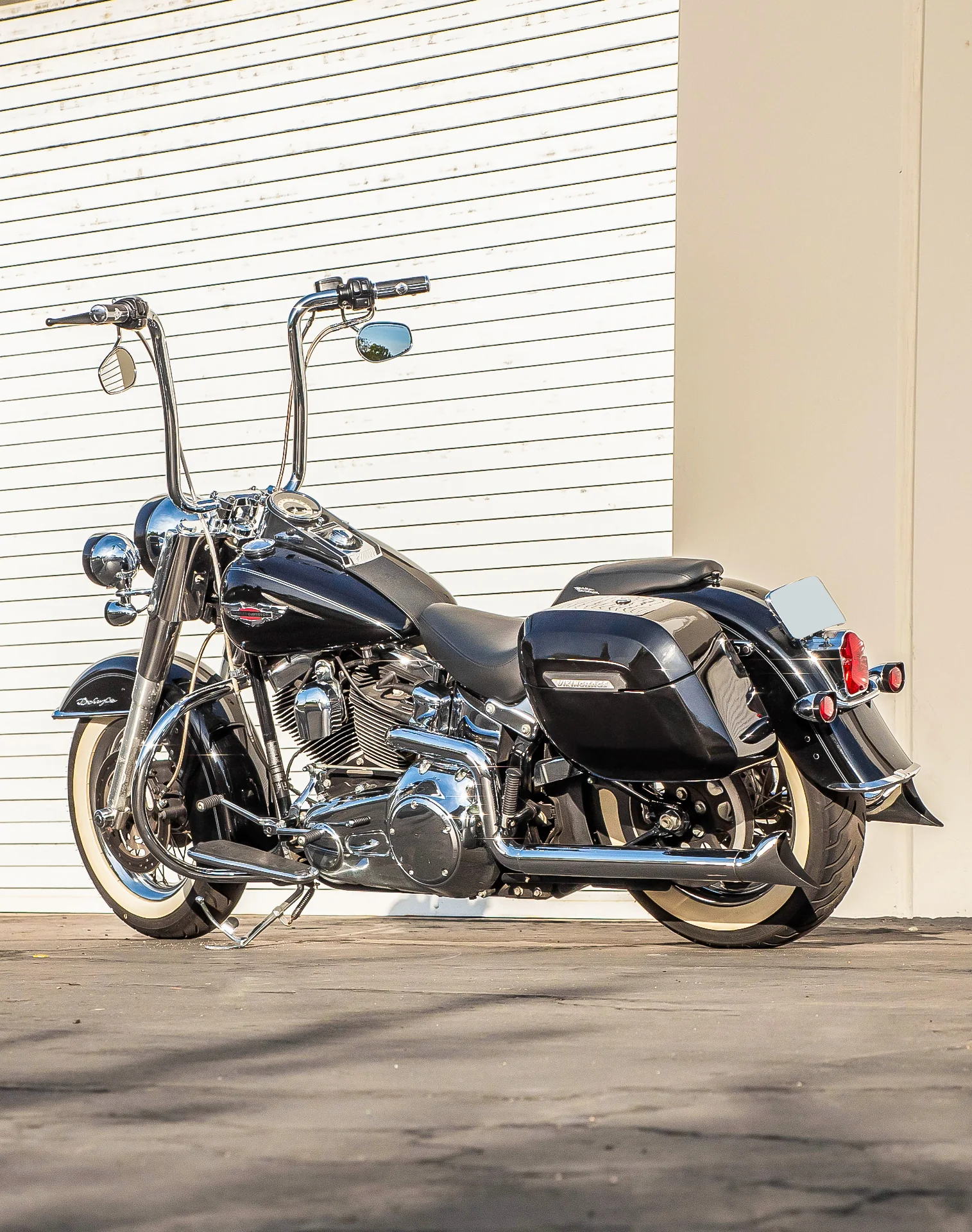40L - Lamellar Raven Extra Large Painted Motorcycle Hard Saddlebags for Harley Softail Deluxe FLSTN/I - Image 3
