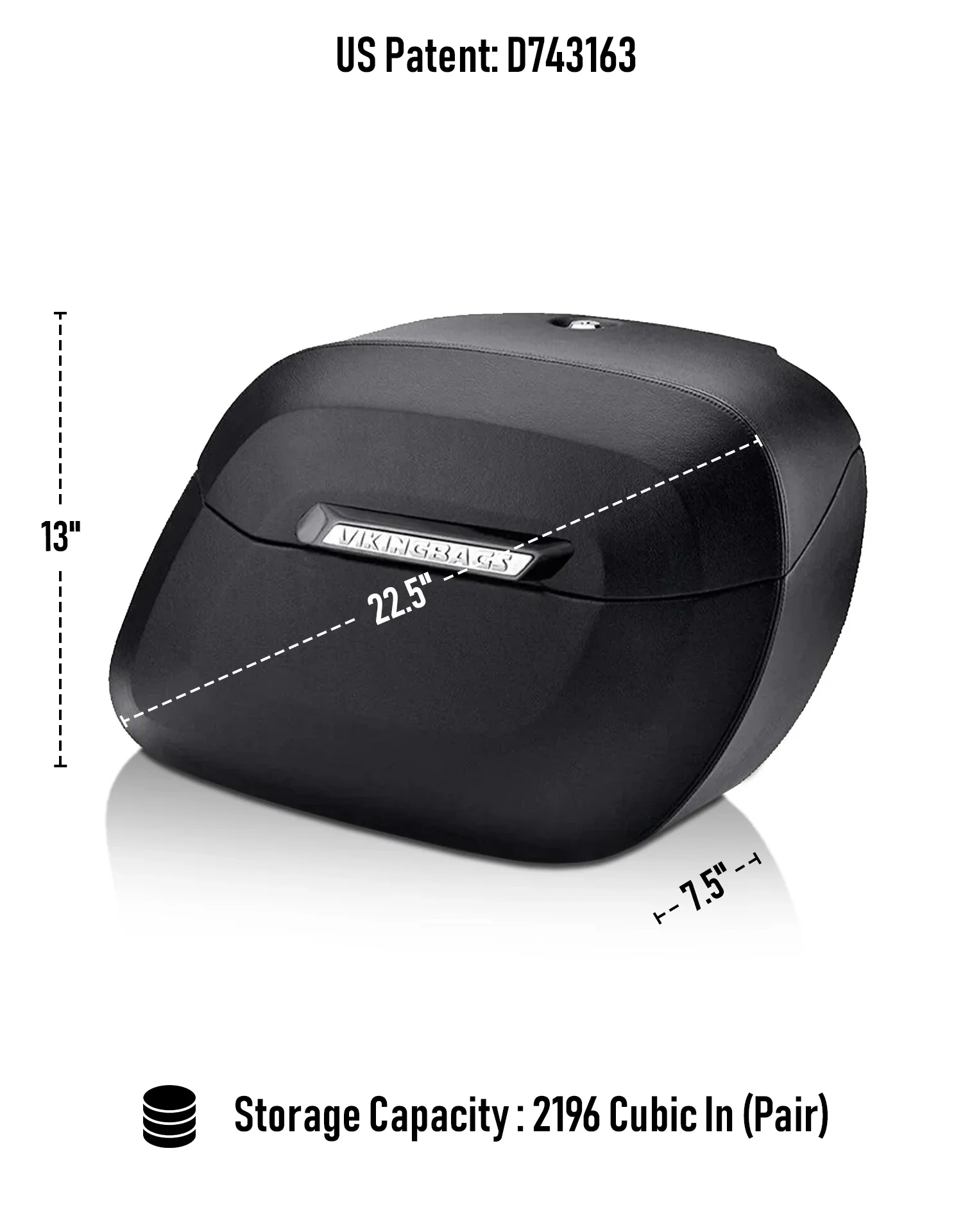 36L - Lamellar Raven Extra Large Shock Cut-out Leather Covered Motorcycle Hard Saddlebags for Harley Street 750 - Image 3