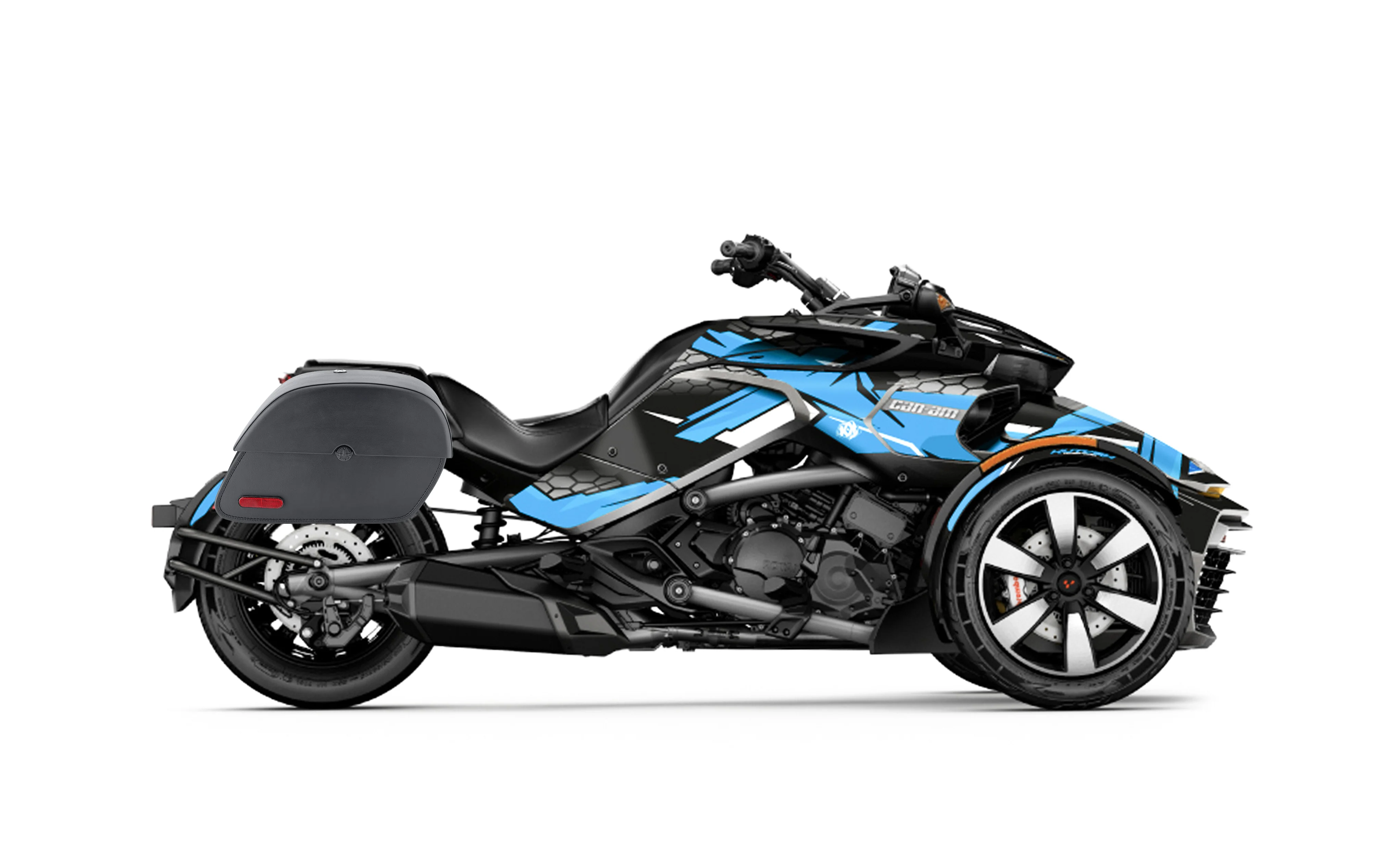 28L - Panzer Medium Hard Mount CAN AM Spyder F3 Leather Motorcycle Saddlebags - Image 2