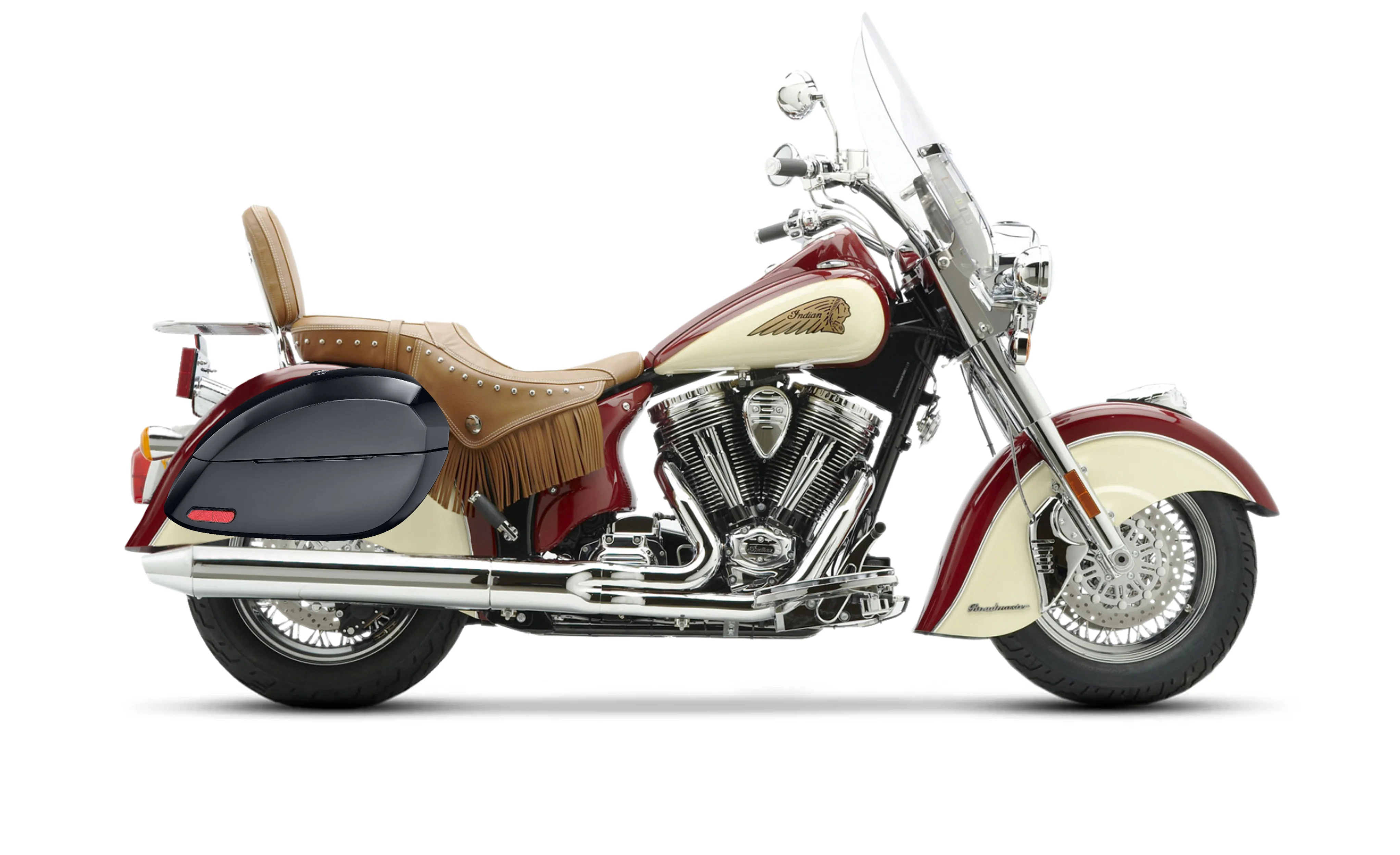 28L - Phantom Large Indian Chief Roadmaster Painted Motorcycle Hard Saddlebags - Image 2