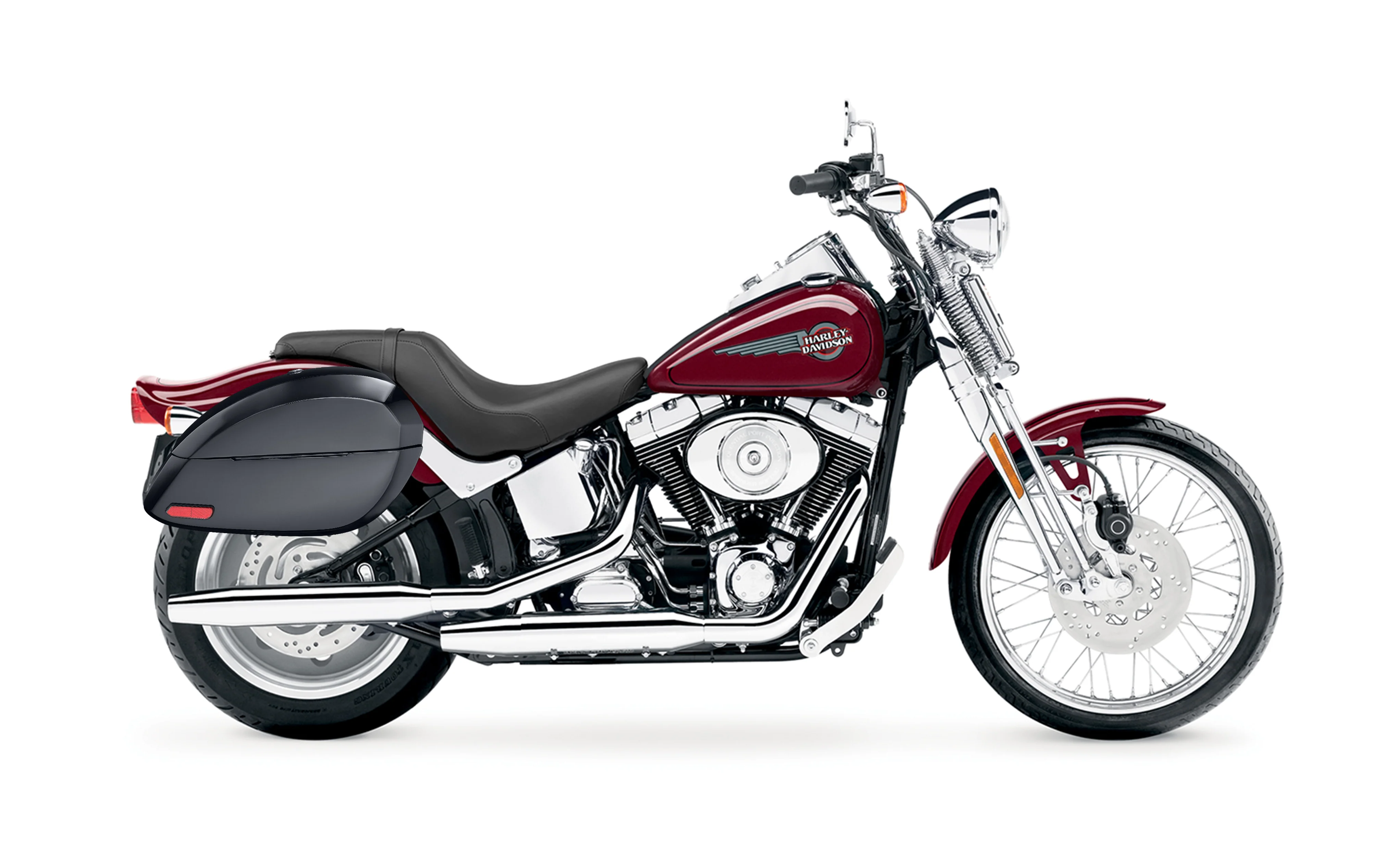 28L - Phantom Large Painted Motorcycle Hard Saddlebags For Harley Softail Springer FXSTS/I - Image 2