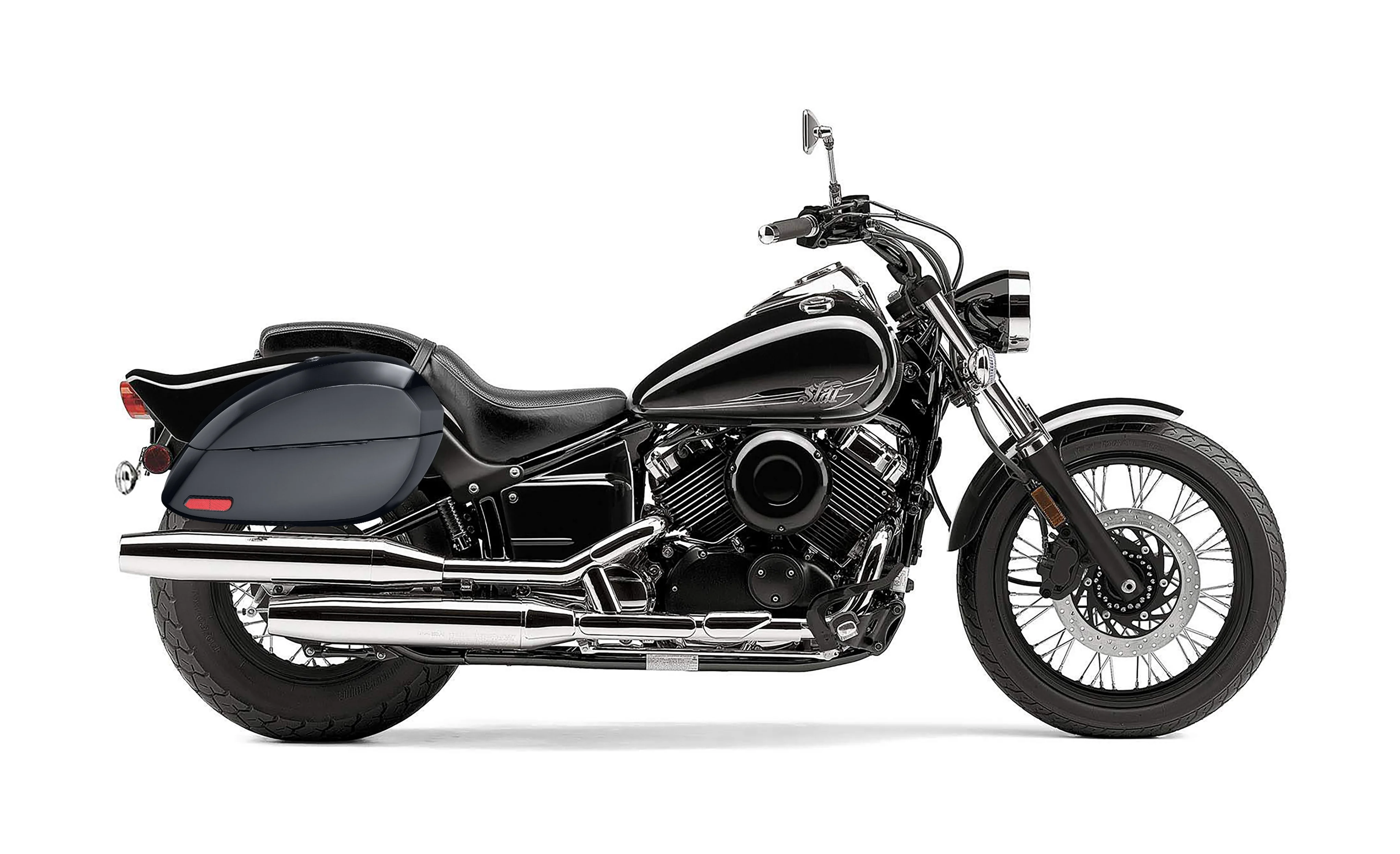 28L - Phantom Large Yamaha V Star 650 Custom XVS65T Painted Motorcycle Hard Saddlebags - Image 2