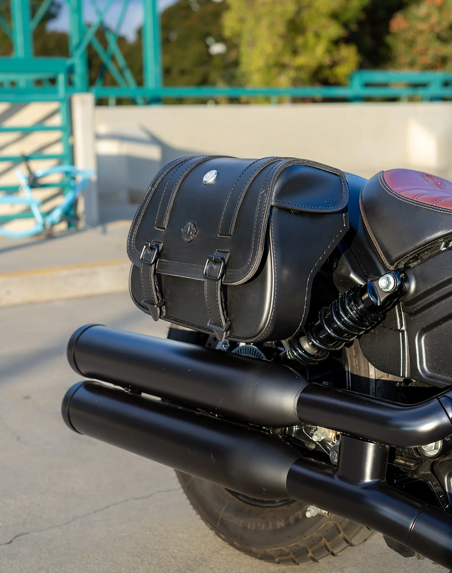 25L - SpiritBlade Large Indian Scout Bobber Sixty Leather Motorcycle Saddlebags - Image 5