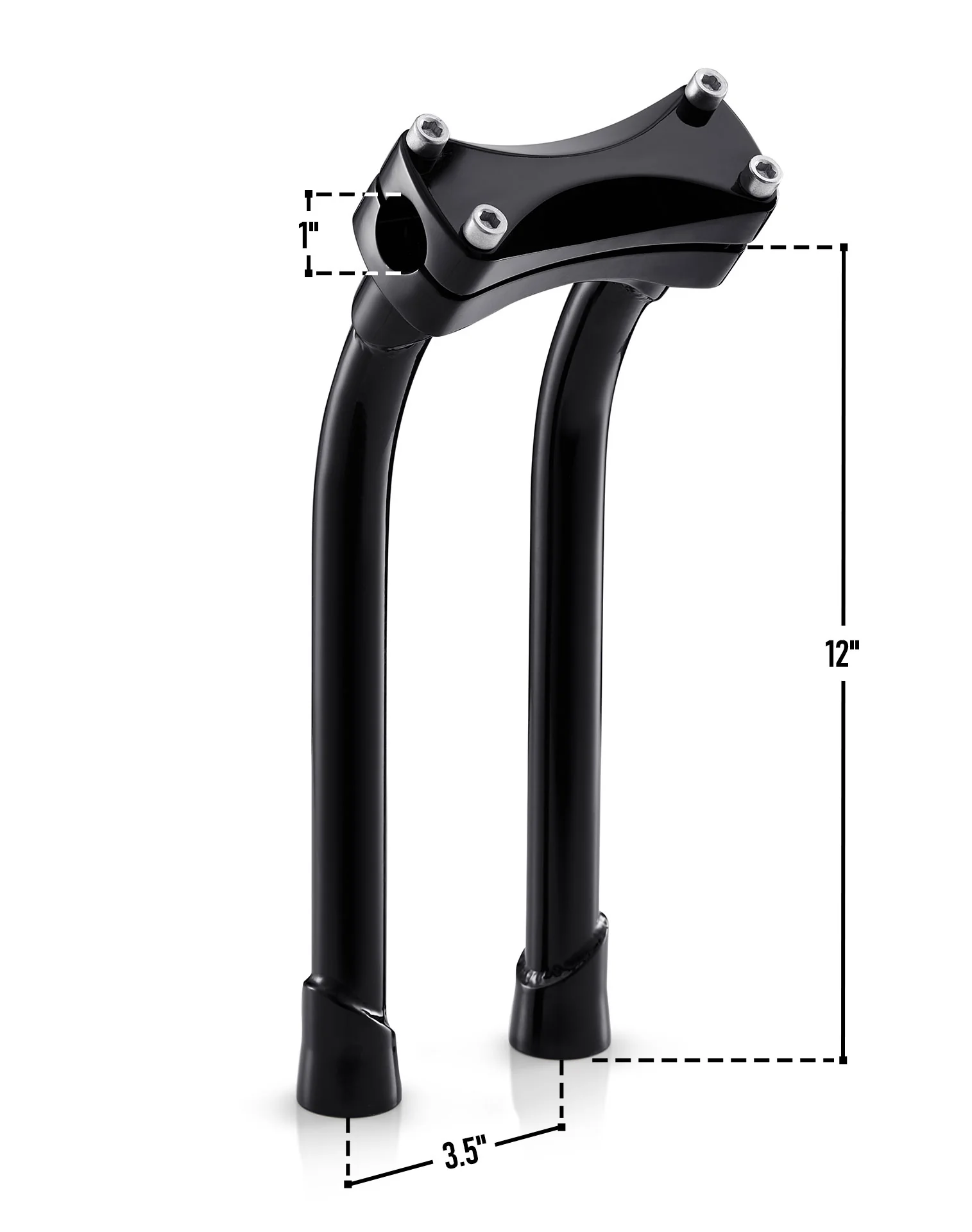 Viking Warlock 12" Pullback Handlebar Risers for Harley Dyna Super Glide FXD/I Gloss Black - Image 5